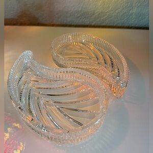 Set of two Waterford Paisley Vanity Tray, Waterford Crystal Leaf jewelry Dish...